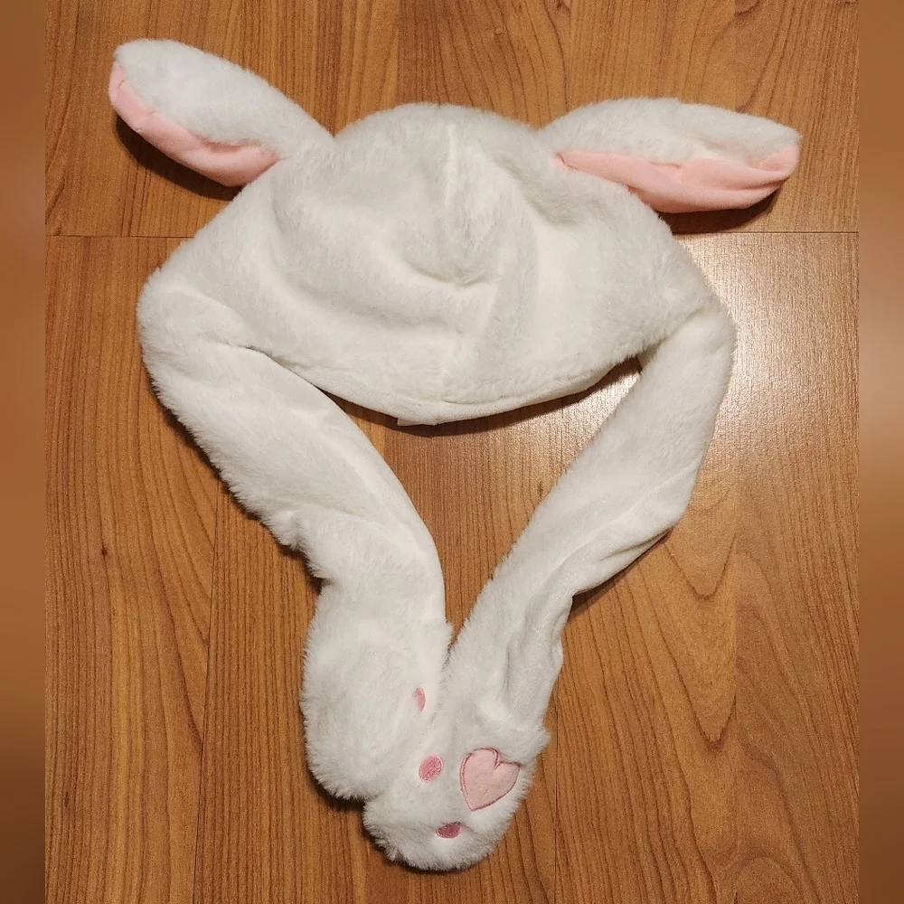 Hot Topic White Flip Flop Ears Bunny Hat || EUC